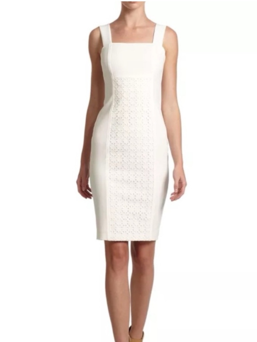 ❤️ RAOUL White Eyelet Panel Exposed Zipper Tank Dress